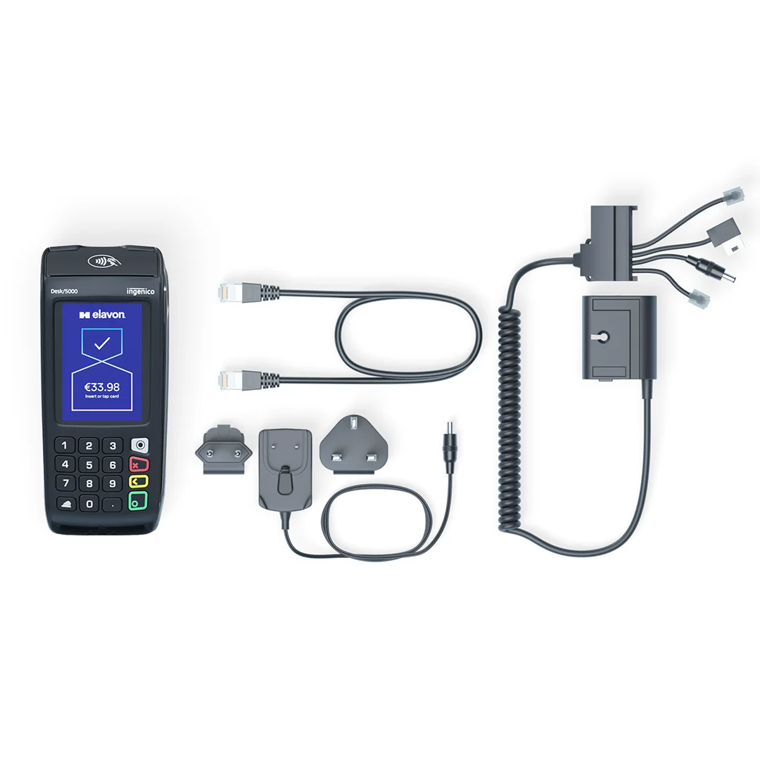 Tetra Desk terminal and box contents including charger